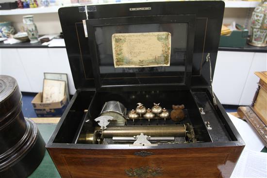 A Swiss 12-air marquetry inlaid rosewood musical box, c.1900 W.26in. D.15in. H.12in.